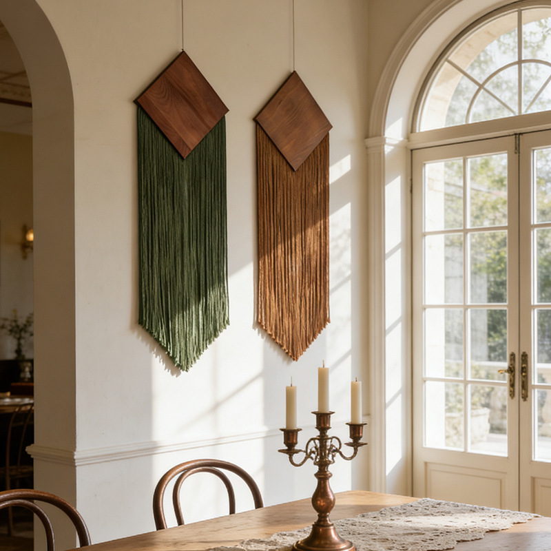 Woodworking Boards - Tapeçaria Boêmia de Algodão com Franjas
